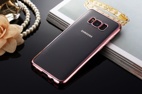 Луксозен силиконов гръб ТПУ прозрачен Fashion за Samsung Galaxy S8 G950 златисто розов кант